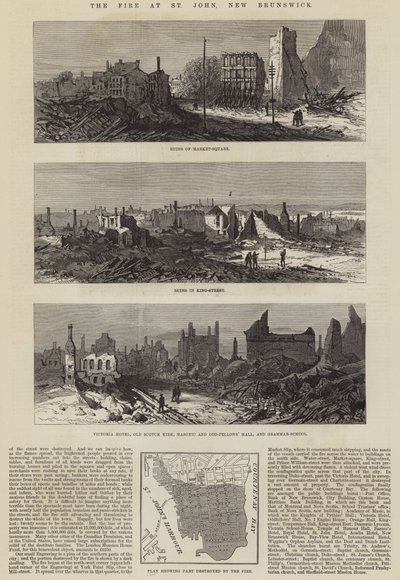 The Fire at St John, New Brunswick by English School