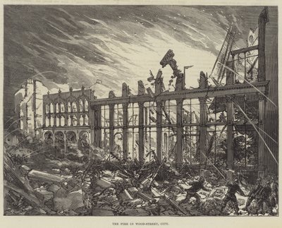 The Fire in Wood-Street, City by English School