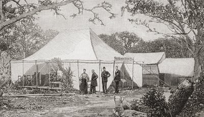 The First Presbyterian Church, Miami, Florida, United States of America in the late 19th century. The church, founded by The Reverend Henry Keigwin in 1896, started in a rough board restaurant before services moved to a tent. From The Strand Magazine by English School