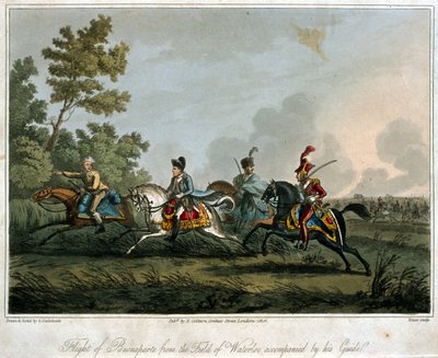 The Flight of Bonaparte from the field of Waterloo in 1815, 1817 by English School