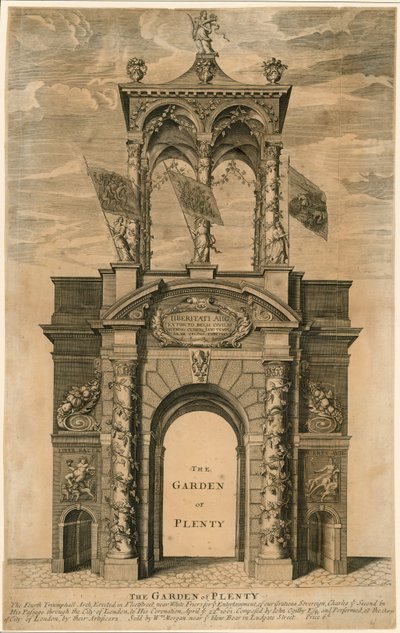 The Garden of Plenty; Triumphal Arch Erected in Fleet Street, Near Whitefriars, London by English School