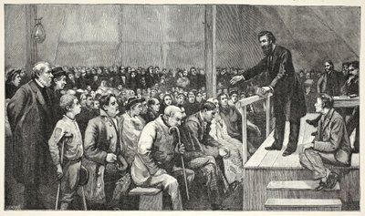 The General addressing a Meeting at the Tent in the Quaker Burial-ground by English School