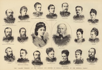 The "Golden Wedding" of the Emperor and Empress of Germany, Members of the Imperial Family by English School