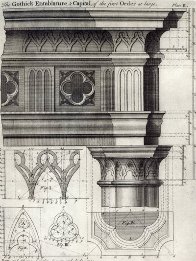 The Gothic Entablature and Capital of the First Order at large, 1741 by English School