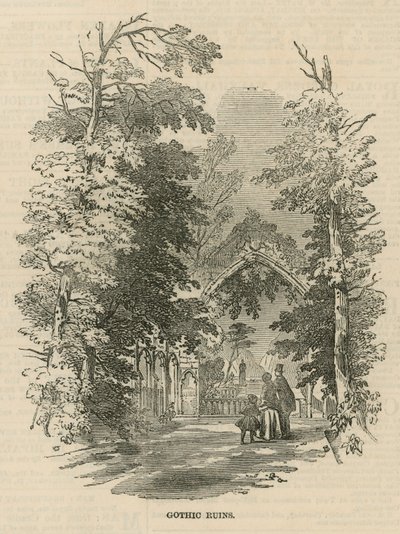 The Gothic Ruins in Vauxhall Gardens by English School