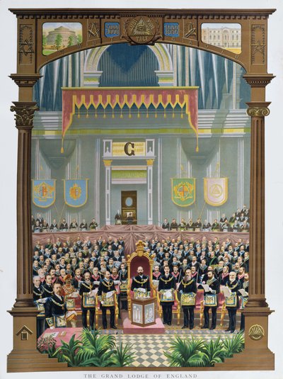 The Grand Lodge of England voting the congratulatory Jubilee address to Her Majesty Queen Victoria at the Albert Hall, London, June 13, 1887 by English School