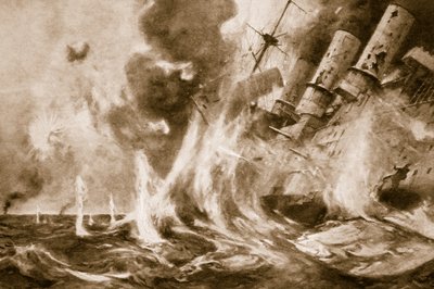 The Great British victory off the Falklands: German Admiral goes down with his flagship by English School