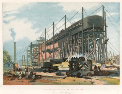 The Great Eastern on the Stocks, Stern View by English School