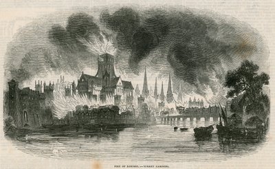 The Great Fire of London by English School