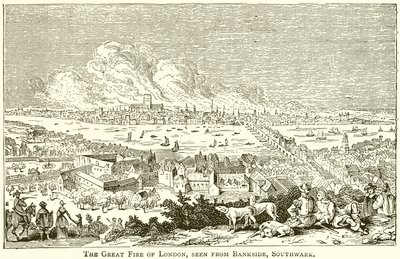 The Great Fire of London, Seen from Bankside, Southwark by English School