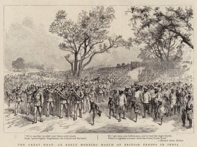The Great Heat, an Early Morning March of British Troops in India by English School