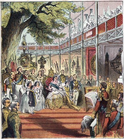 The Great London Expo at Hyde Park in 1851. Great Exhibition of 1851. A Glass Palace Was Built in Hyde Park to Exhibit Many Things from Different Nations Worldwide in 1851 by English School