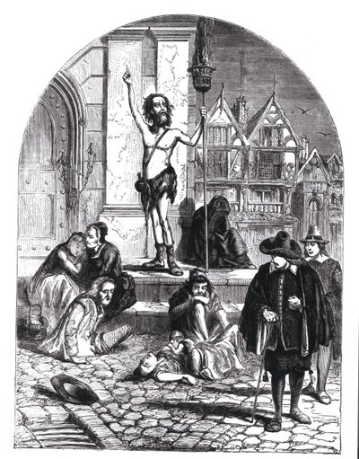 The Great Plague of 1665, the Enthusiast Denouncing London by English School