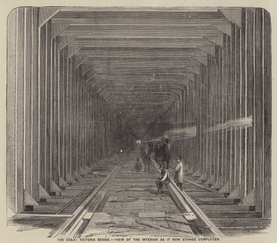 The Great Victoria Bridge, View of the Interior as it Now Stands Completed (engraving) by English School