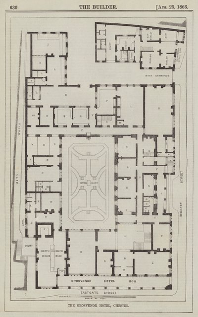 The Grosvenor Hotel, Chester (engraving) by English School