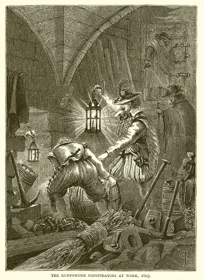 The Gunpowder Conspirators at Work, 1605 by English School