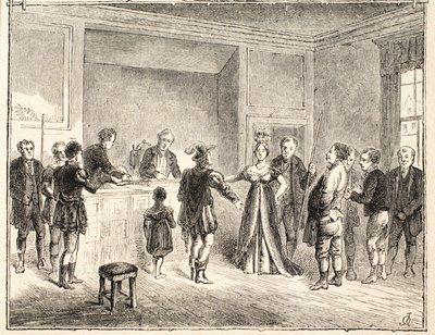 The Hand and Shears, A Case before the Court of Pie-Poudre, from a drawing dated 1811 by English School