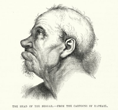 The Head of the Beggar, from the cartoons of Raphael by English School
