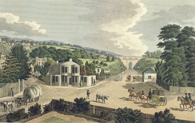 The Highgate Archway from the Turnpike Gate at Holloway by English School