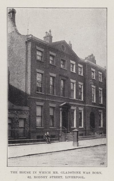 The House in which Mr Gladstone was Born, 62, Rodney Street, Liverpool by English School