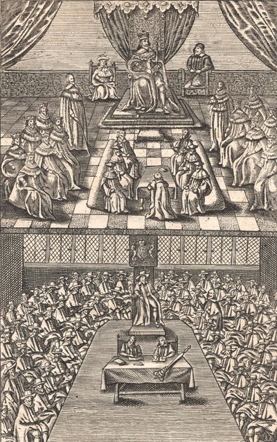 The House of Lords and House of Commons under King Charles I, c.1640 by English School