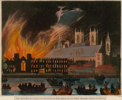 The Houses of Lords and Commons as They Appeared on Fire, 16 October 1834 by English School