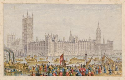 The Houses of Parliament, Palace of Westminster, London by English School