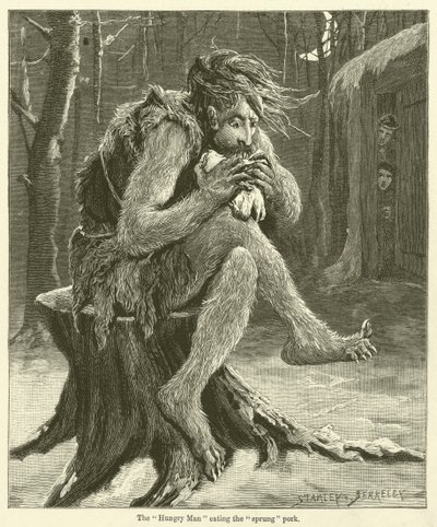 The Hungry Man eating the sprung pork by English School