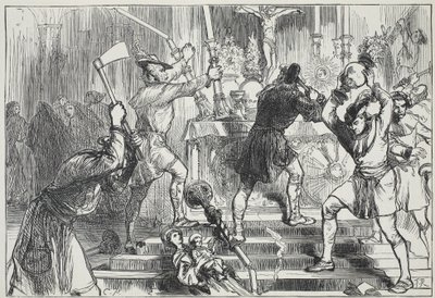 The Iconoclasts destroying the images and altar decorations of a Roman Catholic Church by English School