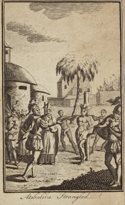 The Inca Emperor Atahualpa Strangled by Order of Spanish Conquistador Francisco Pizarro, Peru by English School