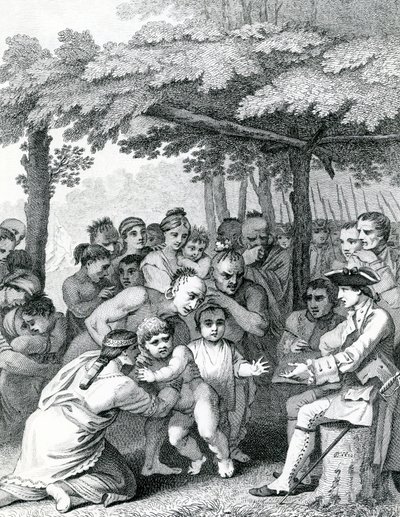 The Indians Delivering Up the English Captives to Colonel Bouquet Near His Camp at the Forks of Muskingham in North America by English School