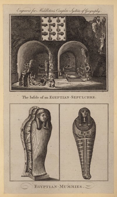 The Inside of an Egyptian-Sepulchre, Egyptian-Mummies by English School