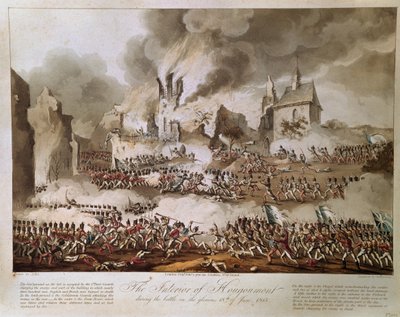 The Interior of Hougoumont during the Battle on the Glorious 18th June 1815, engraved by T. Sutherland, published 1816 by English School