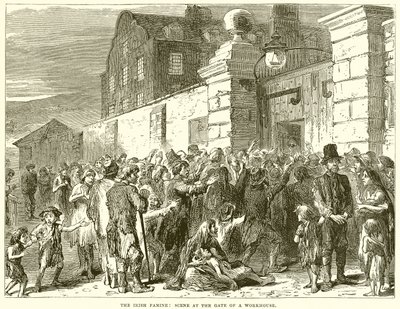 The Irish Famine: Scene at the Gate of a Workhouse by English School