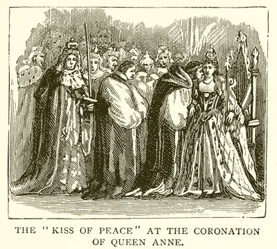 The Kiss of Peace at the Coronation of Queen Anne by English School