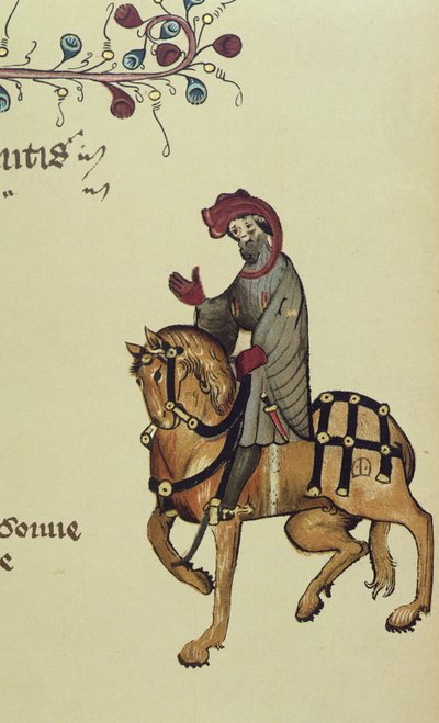 The Knight, facsimile detail from The Canterbury Tales, by Geoffrey Chaucer by English School