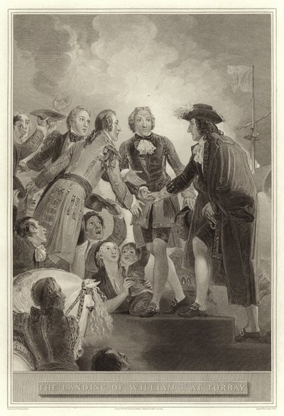 The Landing of William III at Torbay by English School