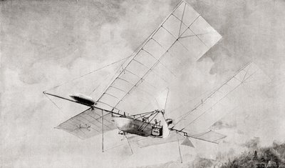 The Langley Aerodrome Flying Machine in Flight in the 19th Century. From The Strand Magazine Published 1897. by English School