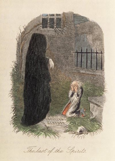 The Last of the Spirits, illustration to A Christmas Carol by Charles Dickens by English School