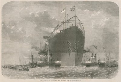 The Leviathan towed to her moorings off Deptford by English School