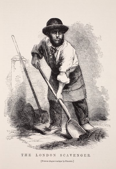 The London Scavenger, after a daguerreotype by Richard Beard, illustration from London Labour and London Poor by Henry Mayhew, pub. 1862 by English School