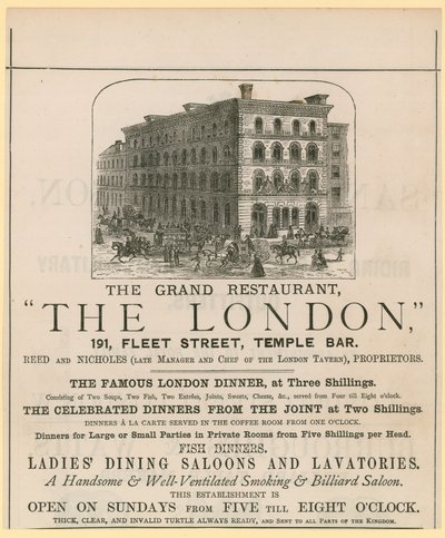 The London, Restaurant, 191 Fleet Street, Temple Bar by English School