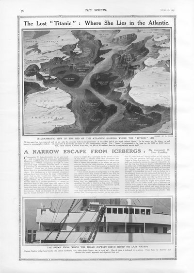 The Lost Titanic - Where She Lies in the Atlantic, from The Sphere, 27 April 1912 by English School