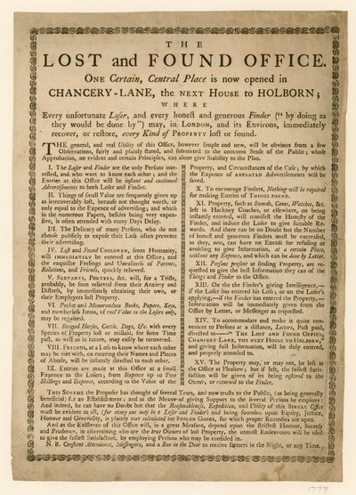The Lost and Found Office, Chancery Lane, London by English School
