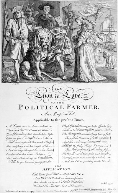 The Lion in Love or A Political Farmer, 1738 by English School