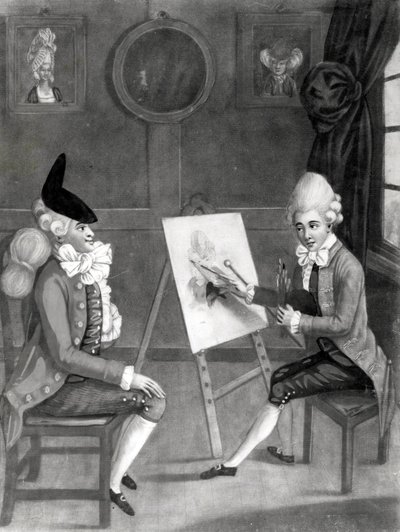 The Macaroni Painter, or Billy Dimple Fitting for His Picture, published by Bowles and Carver by English School