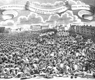 The Manchester Reform Meeting Dispersed by Civil and Military Power, August 16th 1819 by English School
