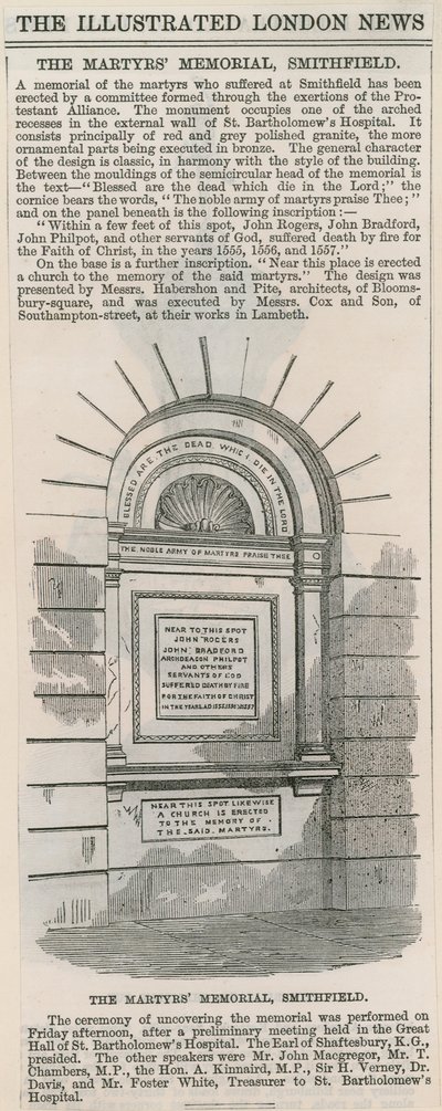 The Martyrs Memorial, Smithfield by English School