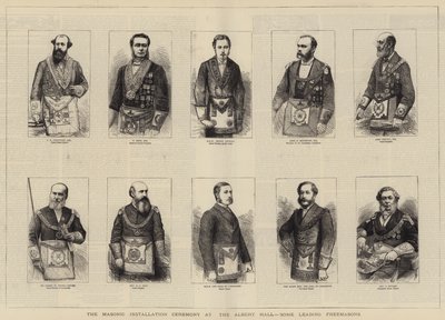 The Masonic Installation Ceremony at the Albert Hall, Some Leading Freemasons (engraving) by English School