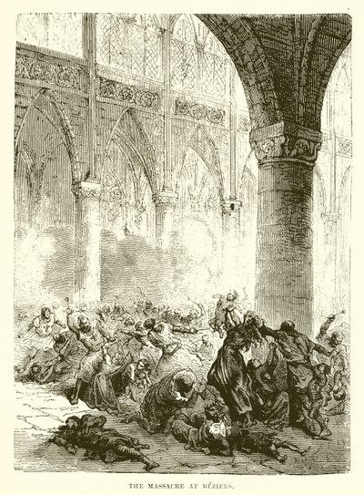 The Massacre at Beziers by English School